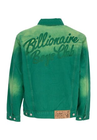 BILLIONAIRE BOYS CLUB Giubbotto Jeans Uomo Garment Dyed Denim Jacket Green da uomo