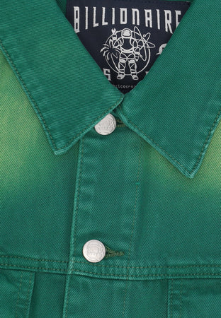 BILLIONAIRE BOYS CLUB Giubbotto Jeans Uomo Garment Dyed Denim Jacket Green da uomo