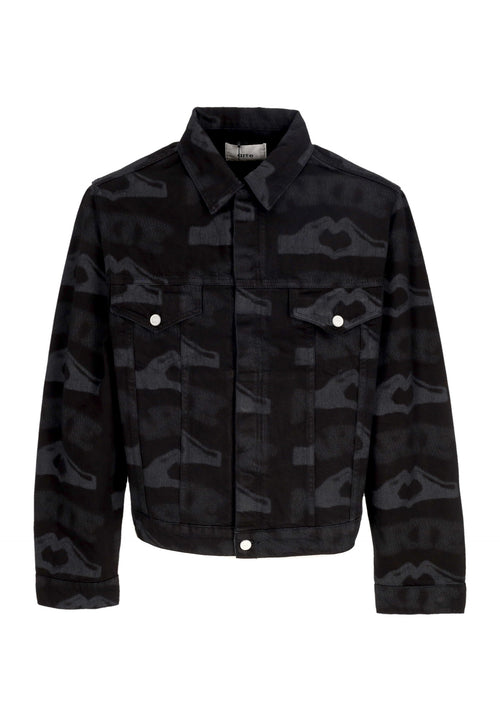 ARTE Giubbotto Jeans Uomo Heart Printed Jacket Black da uomo