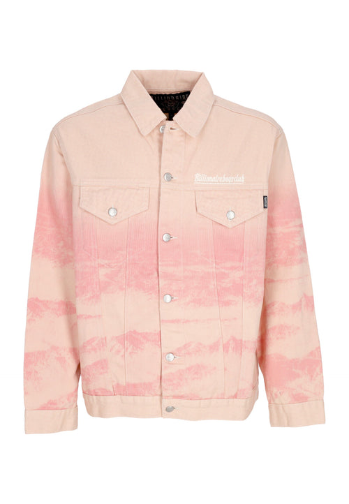 BILLIONAIRE BOYS CLUB Giubbotto Jeans Uomo Mountain Print Astro Denim Jacket Pink da uomo