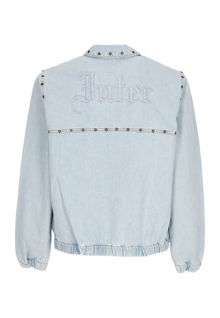IUTER Giubbotto Jeans Uomo Rivets Harrington Denim Jacket Light Blue da uomo