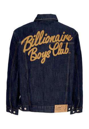 BILLIONAIRE BOYS CLUB Giubbotto Jeans Uomo Script Logo Denim Jacket Indigo da uomo