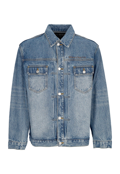 BILLIONAIRE BOYS CLUB Giubbotto Jeans Uomo Script Logo Denim Jacket Mid Wash Blue da uomo