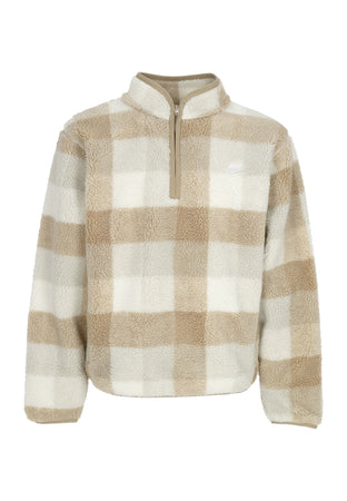 Nike Giubbotto Pile Uomo Club Winterized Half-zip Sweatshirt Khaki/sail/light Bone/white da uomo