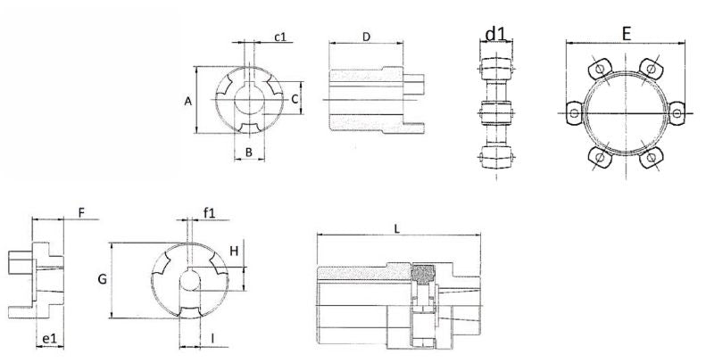 Giunto elastico per pompa gruppo 1 e motore elettrico 0,55-2,2Kw