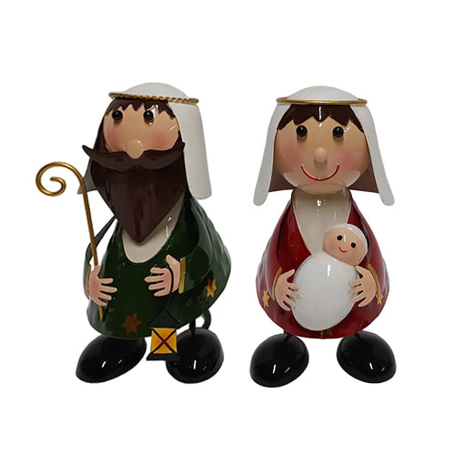 Natività in latta con molla per decorazioni natalizie set da 2