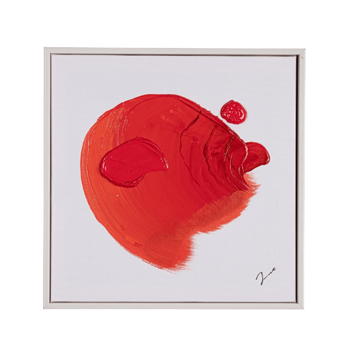 Quadro dipinto trilix rosso 30 x 30 su tela dipinta a mano e struttura in legno di abeteo