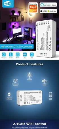 Gledopto RGB CCT striscia LED controller wifi GL-C-008 vocale/controllo WIFI DC 12-24 V Illuminazione/Strisce LED Zencoccostore - Formia, Commerciovirtuoso.it