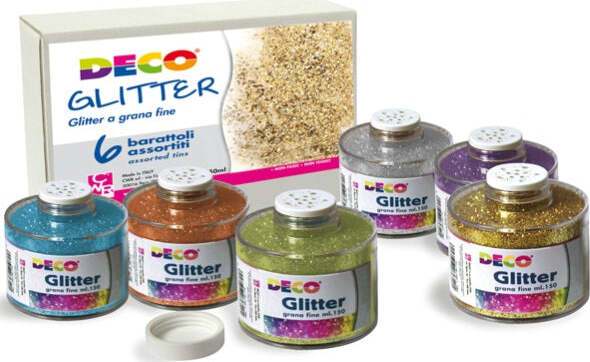 Glitter grana fine - 150 ml - colori assortiti - Deco - set 6 barattoli Casa e cucina/Hobby creativi/Materiali per hobby creativi/Glitter Eurocartuccia - Pavullo, Commerciovirtuoso.it