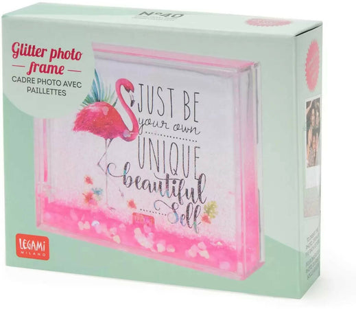 Glitter photo frame small - flamingo Legami