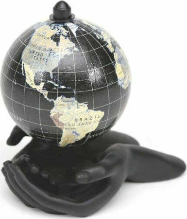 Globo-Terrestre-Mappamondo-In-Metallo-Mani-Nere-Decorazione-Casa-Ufficio-210087