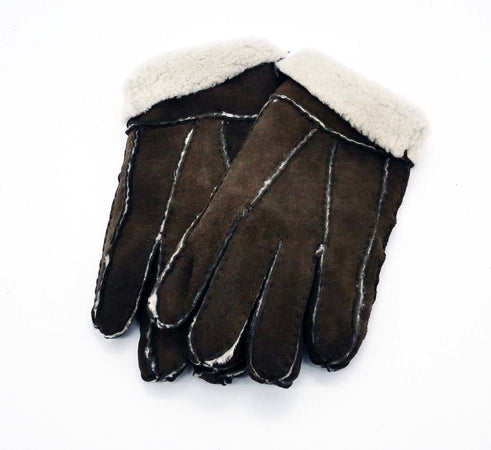 Gloves---Guanti-Donna-Marrone-in-vero-montone-Shearling