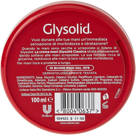 Glysolid Crema Idratante Per Le Mani Classica 100ml Glysolid Crema Classica Mani Screpolate, 100ml