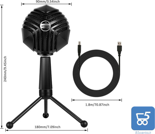 GM-888 Microfono a condensatore USB Microfono a forma di sfera con supporto per treppiede in metallo mini desktop per PC Laptop Giochi