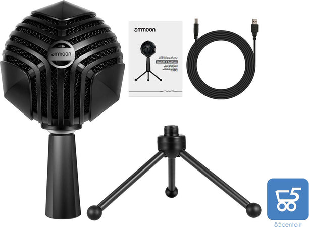 GM-888 Microfono a condensatore USB Microfono a forma di sfera con supporto per treppiede in metallo mini desktop per PC Laptop Giochi