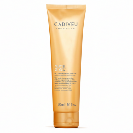 Cadiveu nutri glow nourishing leave-in cream 150 ml, morbidezza ed effetto seta per capelli grossi e ricci