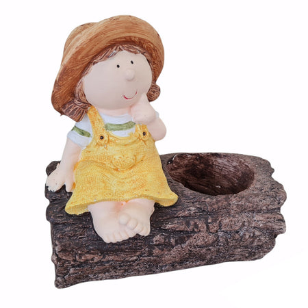 Livia su Tronco vaso da giardino in poliresina gnomi simpatici