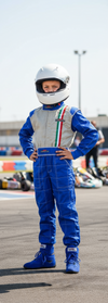 Go Kart Sc. 40% Tuta Intera Bambino Ragazzo Blu Argento Tuta Go Kart Professionale Bandiera Italiana