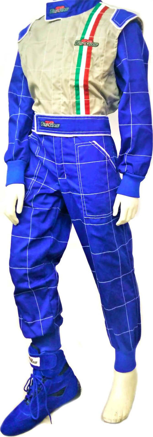 Go Kart Tuta Intera Bambino Ragazzo Blu Argento Tuta Go Kart Professionale Bandiera Italiana Auto e Moto/Moto accessori e componenti/Abbigliamento protettivo/Completi/Tute TopGas - Roverbella, Commerciovirtuoso.it