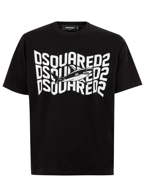 DSQUARED2 T-Shirt Over nera con stampa logo Dsquared2 da uomo