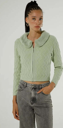 GOA-GOA-|-Cardigan-con-colletto-in-pelliccia-ecologica