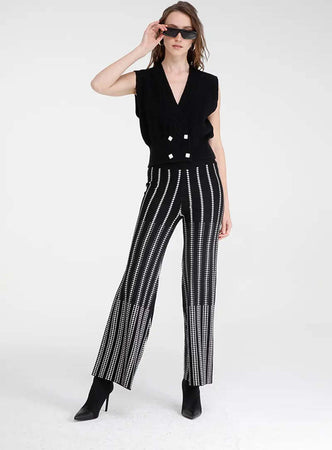 GOA-GOA-|-Pantaloni-in-maglia-jaquard-motivo-geometrico