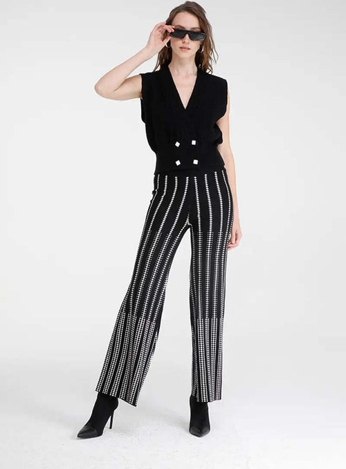 GOA-GOA-|-Pantaloni-in-maglia-jaquard-motivo-geometrico