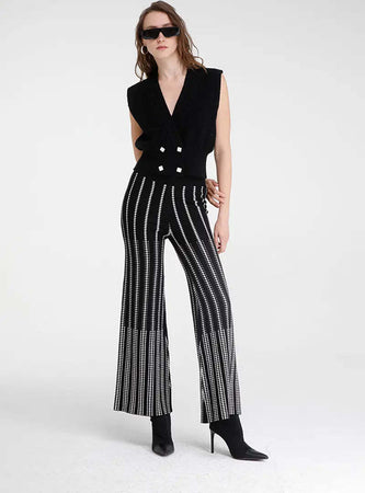 GOA-GOA-|-Pantaloni-in-maglia-jaquard-motivo-geometrico