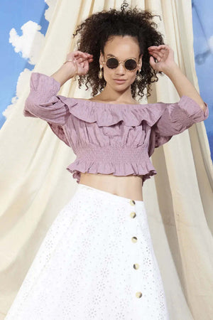 Goa Goa Top A Fascia Donna In Sangallo Scollo Dritto Top Elasticizzato Con Volant Manica Lunga 100% Cotone Moda/Donna/Abbigliamento/T-shirt top e bluse/Canotte e top You Store - Messina, Commerciovirtuoso.it