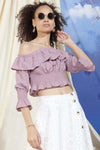 Goa Goa Top A Fascia Donna In Sangallo Scollo Dritto Top Elasticizzato Con Volant Manica Lunga 100% Cotone Moda/Donna/Abbigliamento/T-shirt top e bluse/Canotte e top You Store - Messina, Commerciovirtuoso.it