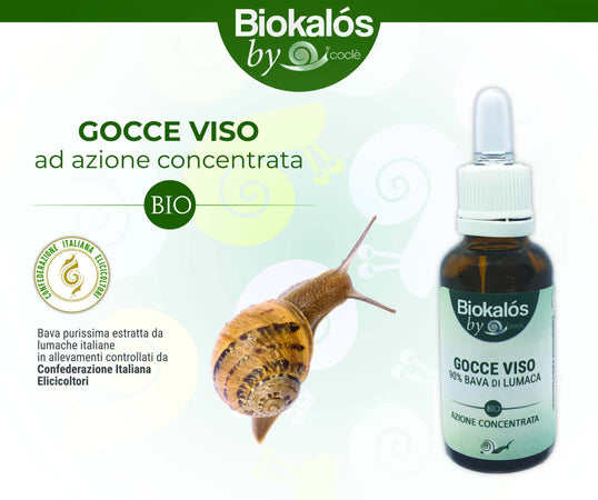 Gocce Viso Con Bava Di Lumaca Helix - 30ml Concentrato Anti Età Anti Ossidante Rallenta Il Processo Di Invecchiamento Biokalos By Coclè