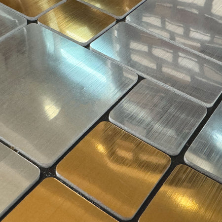 Piastrelle 3D Autoadesive in PET acustiche e isolanti 30x30cm (4mm spessore) MOSAICO GOLD SILVER