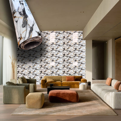 Rotolo da 3,6mq Rivestimento AUTOADESIVO in SXP thermo/acustico MARMO LUCIDO HI-RES 1200x3000x2,5mm HYDRO. Col. PD2027 - Eternal Parquet