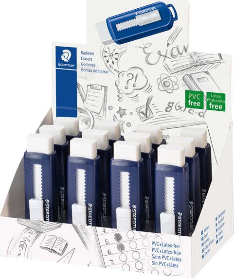 Gomma a scorrimento Eraser - involucro blu - Staedtler [multipack] 12 pezzi Cancelleria e prodotti per ufficio/Penne matite scrittura e correzione/Correttori e gomme/Gomme Eurocartuccia - Pavullo, Commerciovirtuoso.it