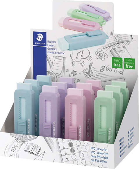 Gomma a scorrimento Eraser - involucro colori pastello assortiti - Staedtler [multipack] 12 pezzi Cancelleria e prodotti per ufficio/Penne matite scrittura e correzione/Correttori e gomme/Gomme Eurocartuccia - Pavullo, Commerciovirtuoso.it