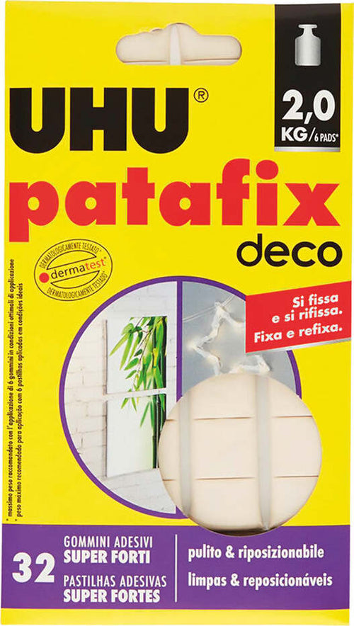 GOMMINI-ADESIVI-'PATAFIX-DECO'-cartella-da-32-pezzi-Uhu