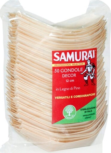 Gondole decor - in legno di pino - 12 cm - Samurai Party . conf. 50 pezzi Casa e cucina/Stoviglie/Stoviglie monouso/Piatti Eurocartuccia - Pavullo, Commerciovirtuoso.it