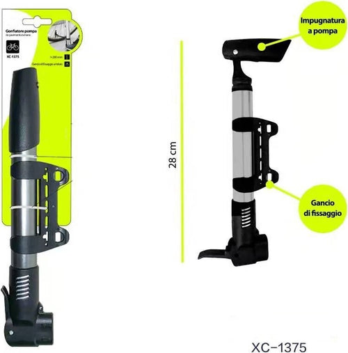 Gonfiatore Pompa Per Ruote Bici Con Gancio Di Fissaggio Bicicletta 28cm Xc-1375 Sport e Tempo Libero > Ciclismo > Ricambi per Bici > Sport Trade Shop italia - Napoli, Commerciovirtuoso.it
