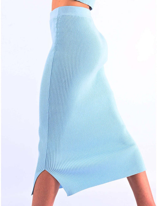 Gonna Midi Donna In Maglia A Costine Modello Dritto 100% Cotone Made In Italy Gonna Trendy A Tubino Aderente Al Ginocchio Ederella