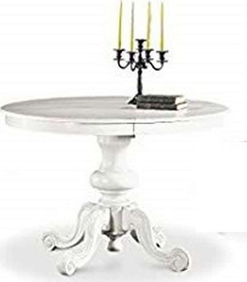 GORDON---tavolo-da-pranzo-allungabile-in-legno-massello-tondo-120/158-Bianco-Milani-Home