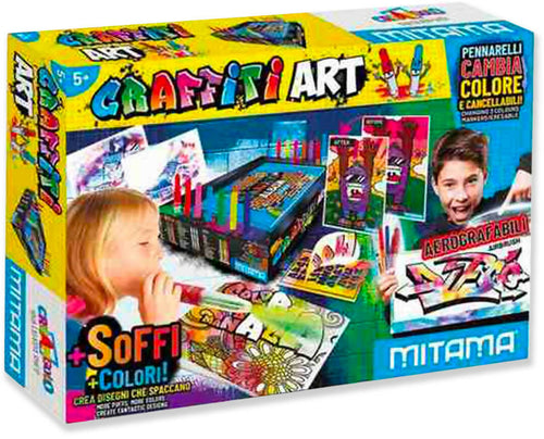 Graffiti Art Desk Kit Creativi Bambino Pennarelli Laboratorio Di Pennarelli Aerografabili Cancellabili E Cambia Colore + Album Da Colorare Mitama