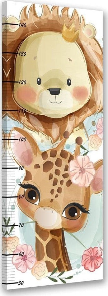 Grafico-di-Crescita-per-Bambini,-Leone-e-giraffa
