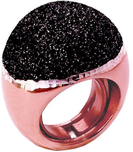 Grande anello in argento rosè con smalto glitter