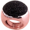 Grande anello in argento rosè con smalto glitter