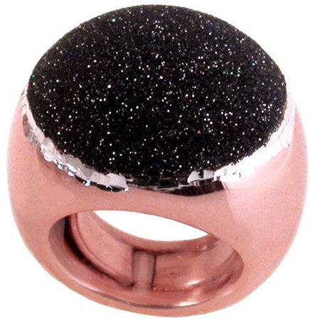 Grande anello in argento rosè con smalto glitter