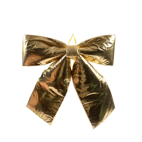 Fiocco Oro Metallizzato in tessuto decorazione natalizia per albero e ghirlanda dietro porta