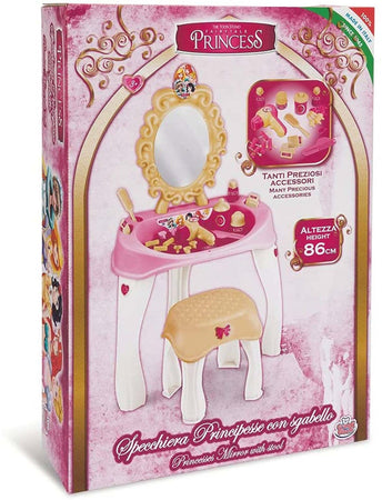 Grandi Giochi Princess Specchiera con Sgabello Giocattolo Bambine 20 Accessori e Adesivi Inclusi Set Trucco Bimba 86cm GG02994 8051362029941
