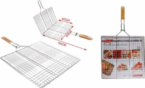 Graticola A Rete Griglia Doppia Per Barbecue 69x40x40 Cm Manico In Legno 2406340 Casa e cucina/Elettrodomestici per la cucina/Piastre e griglie elettriche/Piastre Trade Shop italia - Napoli, Commerciovirtuoso.it