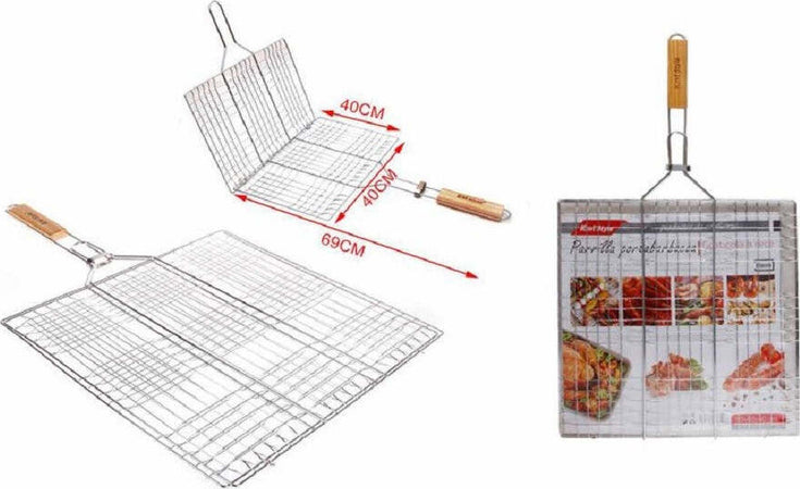 Graticola A Rete Griglia Doppia Per Barbecue 69x40x40 Cm Manico In Legno 2406340 Casa e cucina/Elettrodomestici per la cucina/Piastre e griglie elettriche/Piastre Trade Shop italia - Napoli, Commerciovirtuoso.it
