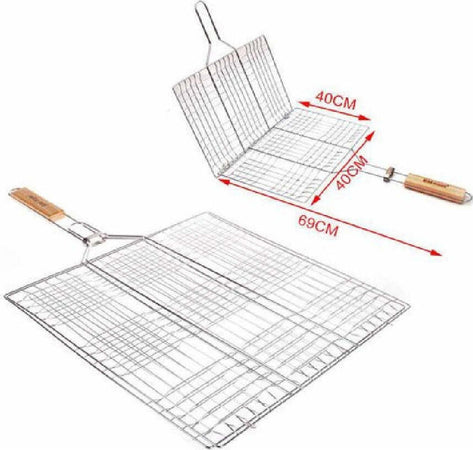 Graticola A Rete Griglia Doppia Per Barbecue 69x40x40 Cm Manico In Legno 2406340 Casa e cucina/Elettrodomestici per la cucina/Piastre e griglie elettriche/Piastre Trade Shop italia - Napoli, Commerciovirtuoso.it